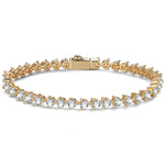 Tarnish-resistant Silver Cubic Zirconia Tennis Bracelet In 14K Gold Plated