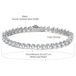 Tarnish-resistant Silver Cubic Zirconia Tennis Bracelet In White Gold Plated