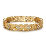 Snowy Clover Tarnish-resistant Silver Bracelet In 14K Gold Plated