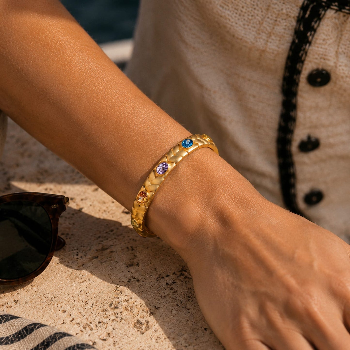 Colorful Harvest Tarnish-resistant Silver Bracelet In 14K Gold Plated