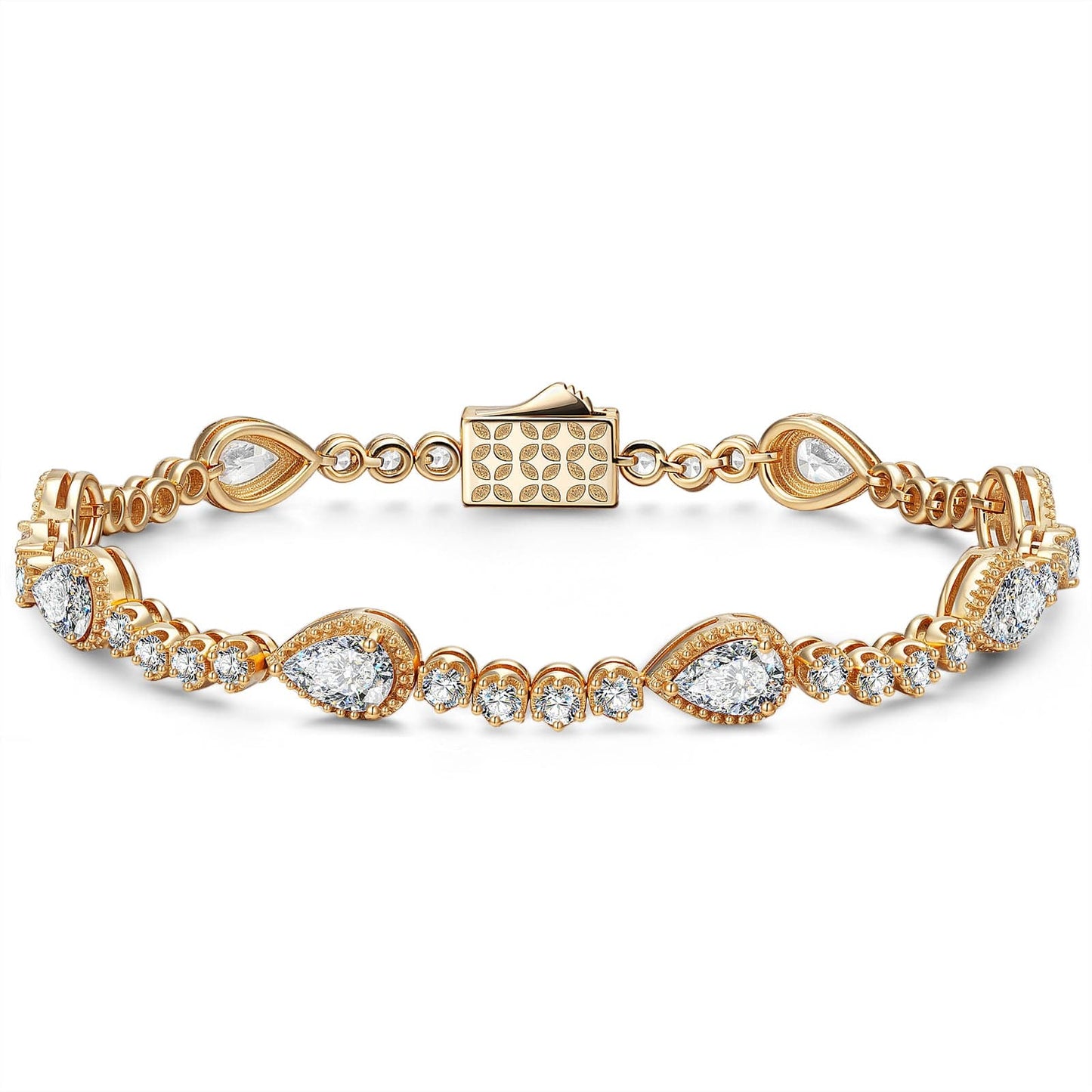 Tarnish-resistant Silver Cubic Zirconia Tennis Bracelet In 14K Gold Plated