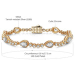 Tarnish-resistant Silver Cubic Zirconia Tennis Bracelet In 14K Gold Plated