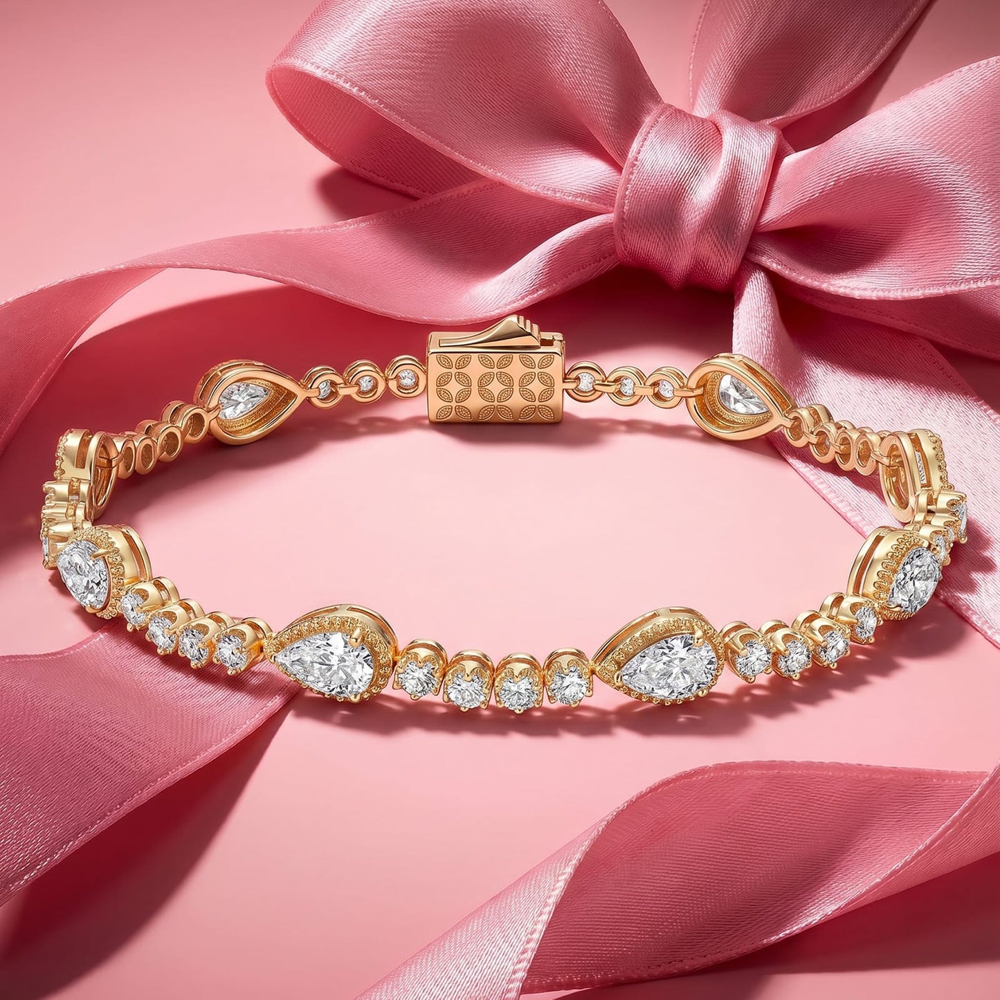 Tarnish-resistant Silver Cubic Zirconia Tennis Bracelet In 14K Gold Plated