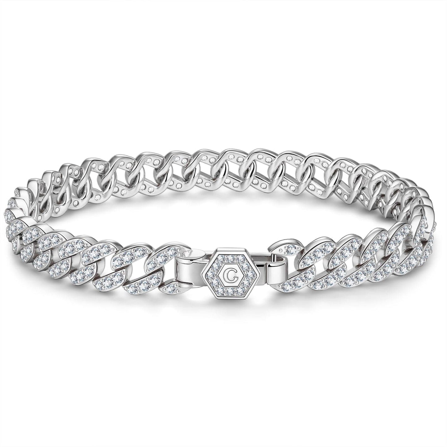Tarnish-resistant Silver Cuban Link Bracelet In White Gold Plated