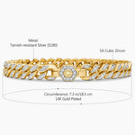 Tarnish-resistant Silver Cuban Link Bracelet In 14K Gold Plated