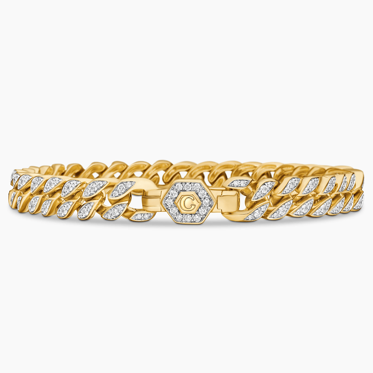 Tarnish-resistant Silver Cuban Link Bracelet In 14K Gold Plated