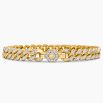 Tarnish-resistant Silver Cuban Link Bracelet In 14K Gold Plated