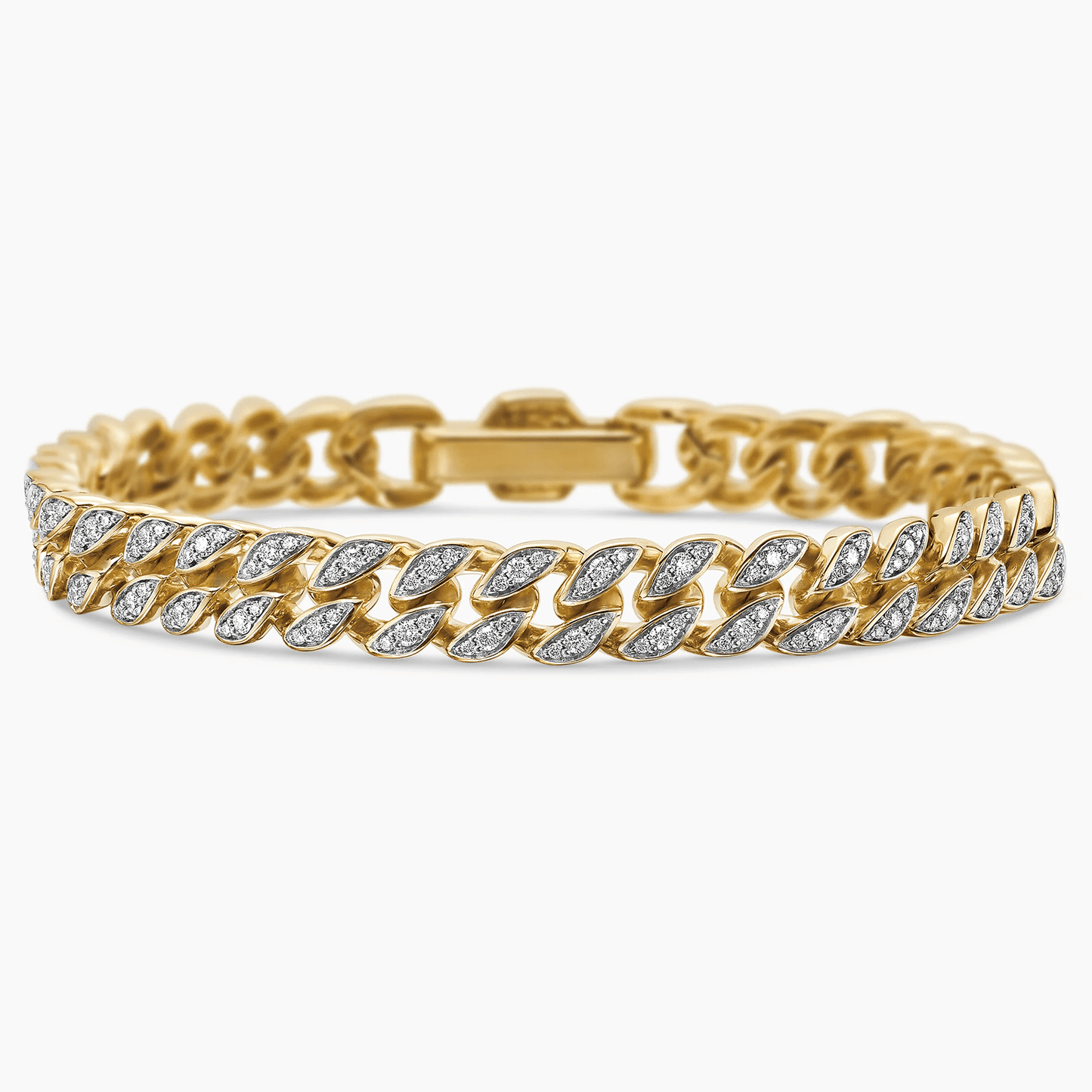 Tarnish-resistant Silver Cuban Link Bracelet In 14K Gold Plated
