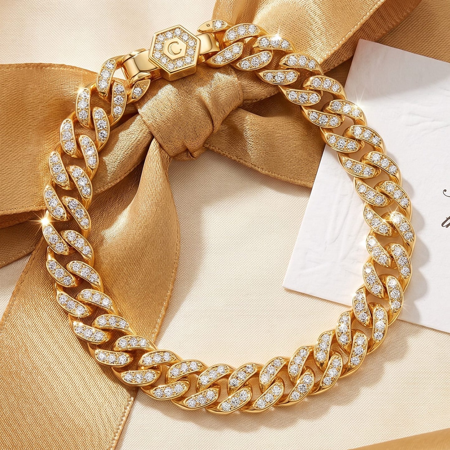 Tarnish-resistant Silver Cuban Link Bracelet In 14K Gold Plated
