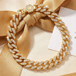 Tarnish-resistant Silver Cuban Link Bracelet In 14K Gold Plated