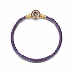 Halloween Purple Braided Cord Charm Bracelet with Spider Web Clasp in Tarnish-Resistant Silver