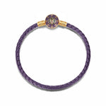 Halloween Purple Braided Cord Charm Bracelet with Spider Web Clasp in Tarnish-Resistant Silver