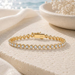 3.0 CT.TW Lab-Grown Diamond Tennis Bracelet in Gold-Tone Tarnish-Resistant Silver, 7.5 in / 19 cm (Includes IGI Certification from International Gemological Institute)