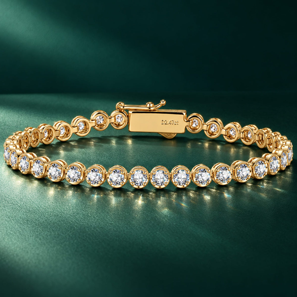 3.25 CTW Lab-Grown Diamond Tennis Bracelet in Gold-Tone Tarnish-Resistant Silver, 8.3 in / 21 cm (Includes IGI Certification from International Gemological Institute)