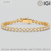3.12 CTW Lab-Grown Diamond Tennis Bracelet in Gold-Tone Tarnish-Resistant Silver, 7.9 in / 20 cm (Includes IGI Certification from International Gemological Institute)