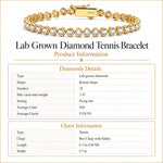 2.47 CT.TW Lab-Grown Diamond Tennis Bracelet in Gold-Tone Tarnish-Resistant Silver, 6.3 in / 16 cm (Includes IGI Certification from International Gemological Institute)