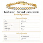 3.0 CT.TW Lab-Grown Diamond Tennis Bracelet in Gold-Tone Tarnish-Resistant Silver, 7.5 in / 19 cm (Includes IGI Certification from International Gemological Institute)