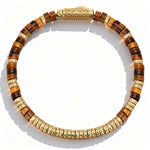 PERFECTLY IMPERFECT Textured Beaded Bracelet In Natural Tiger’s Eye, Set In Tarnish-Resistant Silver With 14K Gold Finish