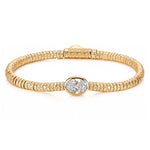 Solitaire Moissanite Oval-Cut Focal Gemstone Statement Bracelet in Tarnish-Resistant Silver with 14K Gold Plating (Comes with Authentic GRA Gemological Research Association Certification)