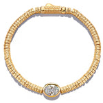 Solitaire Moissanite Oval-Cut Focal Gemstone Statement Bracelet in Tarnish-Resistant Silver with 14K Gold Plating (Comes with Authentic GRA Gemological Research Association Certification)