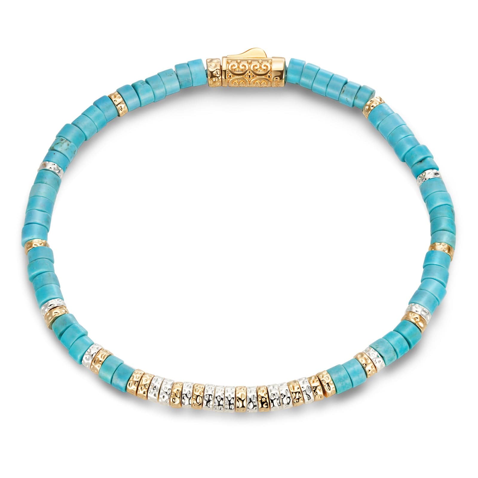 BOUNDLESS LOOPS HANDCRAFTED BRACELET IN NATURAL TURQUOISE WITH TARNISH ...