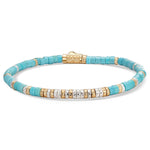 Boundless Loops Handcrafted Bracelet in Natural Turquoise with Tarnish-Resistant Silver, Bi-Color Galaxy Gold Plating
