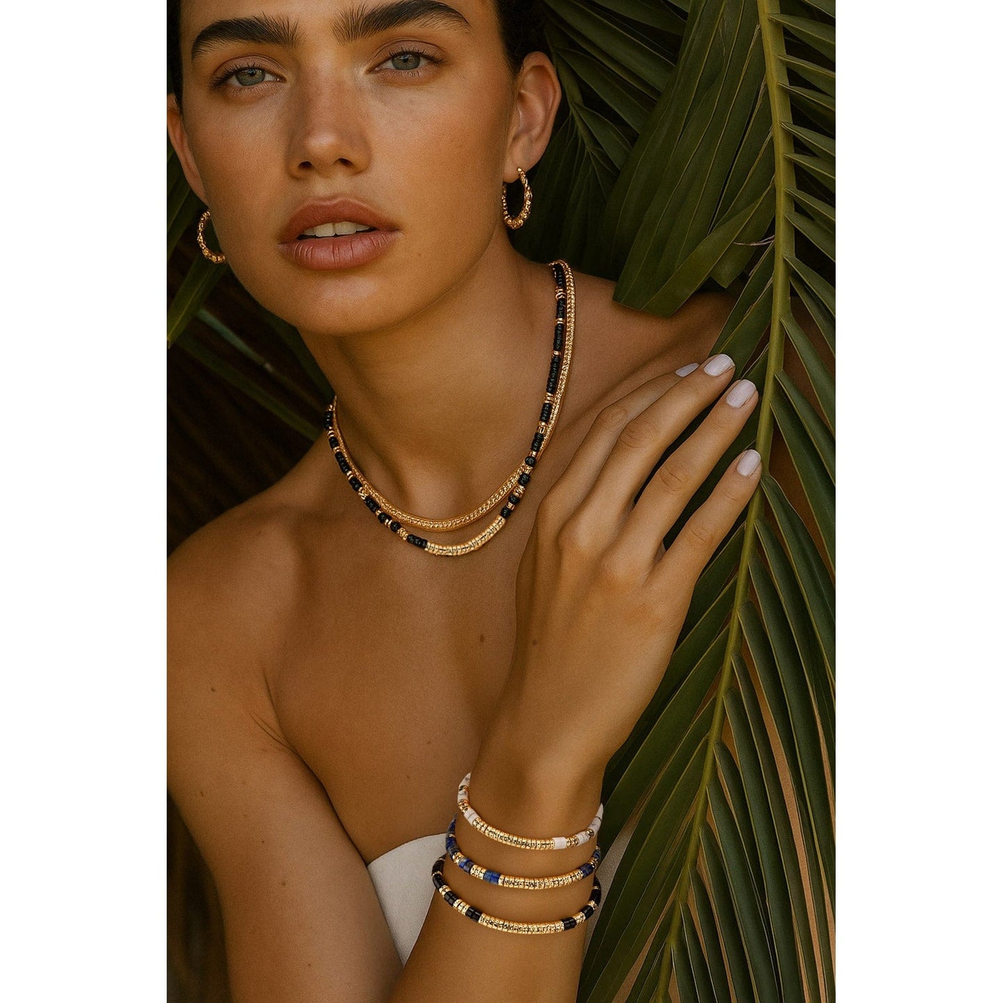 Boundless Loops Handcrafted Bracelet in Natural Black Onyx, Set in Tarnish-Resistant Silver with 14K Gold Finish