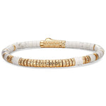 Boundless Loops Handcrafted Bracelet in Natural White Howlite with Tarnish-Resistant Silver Base & 14K Gold Finish