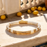 Boundless Loops Handcrafted Bracelet in Natural White Howlite with Tarnish-Resistant Silver Base & 14K Gold Finish