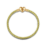 Heart Yellow Leather Bracelet Tarnish-resistant Silver Bracelet In 14K Gold Plated