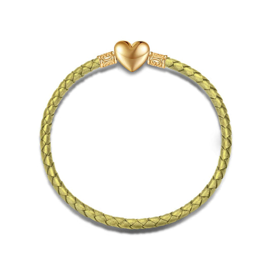 gona- Heart Yellow Leather Bracelet Tarnish-resistant Silver Bracelet In 14K Gold Plated