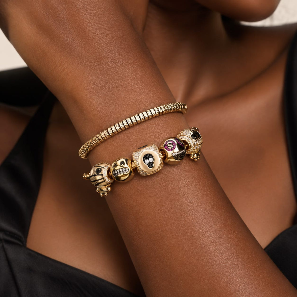 Boundless Loops Handcrafted Bracelet in Tarnish-Resistant Silver with 14K Gold Finish (For Standalone Wear Only. Not Compatible with Charms)