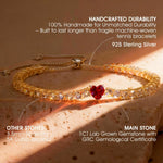 Lab-Created Heart Ruby Tarnish-Resistant Silver Chain Bracelet In 14K Gold Plated (Includes GRC Certification From Gemstone Research Center)