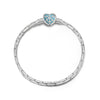 Sterling Silver Snowflake Blue Heart Bamboo Chain Bracelet With Enamel In White Gold Plated