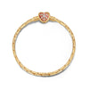 Sterling Silver Snowflake Red Heart Bamboo Chain Bracelet With Enamel In 14 Gold Plated