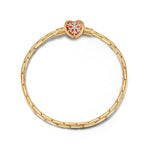 Sterling Silver Snowflake Red Heart Bamboo Chain Bracelet With Enamel In 14 Gold Plated