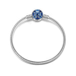 Sterling Silver Starry Snake Chain Bracelet With Enamel In White Gold Plated