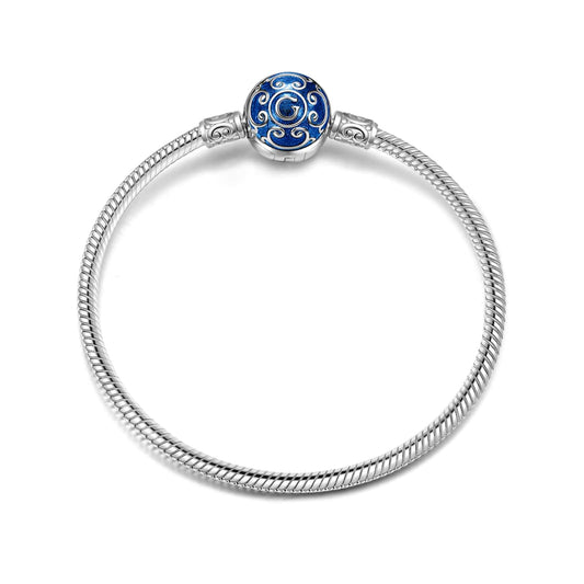 gona- Sterling Silver Starry Snake Chain Bracelet With Enamel In White Gold Plated