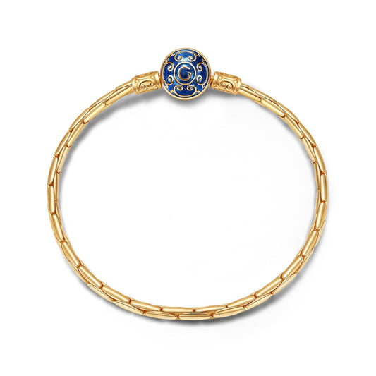 gona- Sterling Silver Bamboo Chain Bracelet With Enamel In 14K Gold Plated