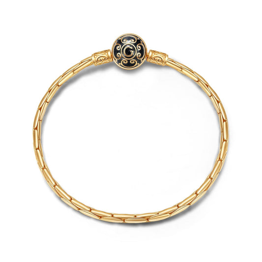 gona- Sterling Silver Bamboo Chain Bracelet With Enamel In 14K Gold Plated