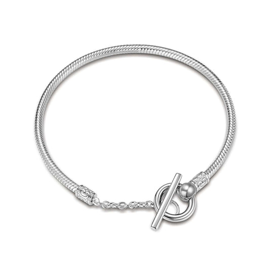 gon- Sterling Silver Universal Snake Chain Bracelet In White Gold Plated