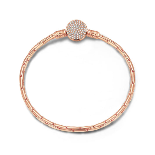 gon- Sterling Silver Classic Bamboo Chain Bracelet In Rose Gold Plated