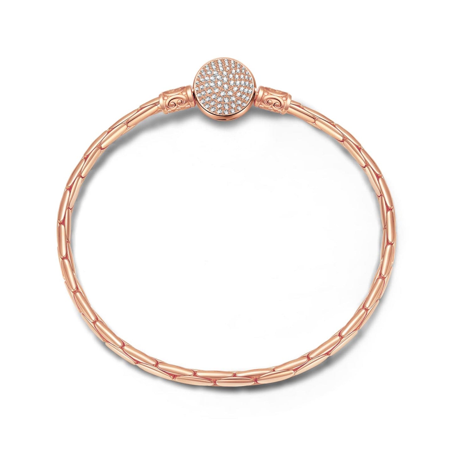 Sterling Silver Classic Bamboo Chain Bracelet In Rose Gold Plated