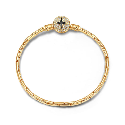 gona- Sterling Silver Snake Chain Bracelet With Enamel In 14K Gold Plated