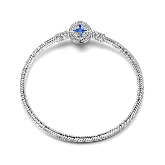 gona- Sterling Silver Polaris Snake Chain Bracelet With Enamel In White Gold Plated