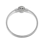 Sterling Silver Classic Seashell Snake Chain Bracelet In White Gold Plated