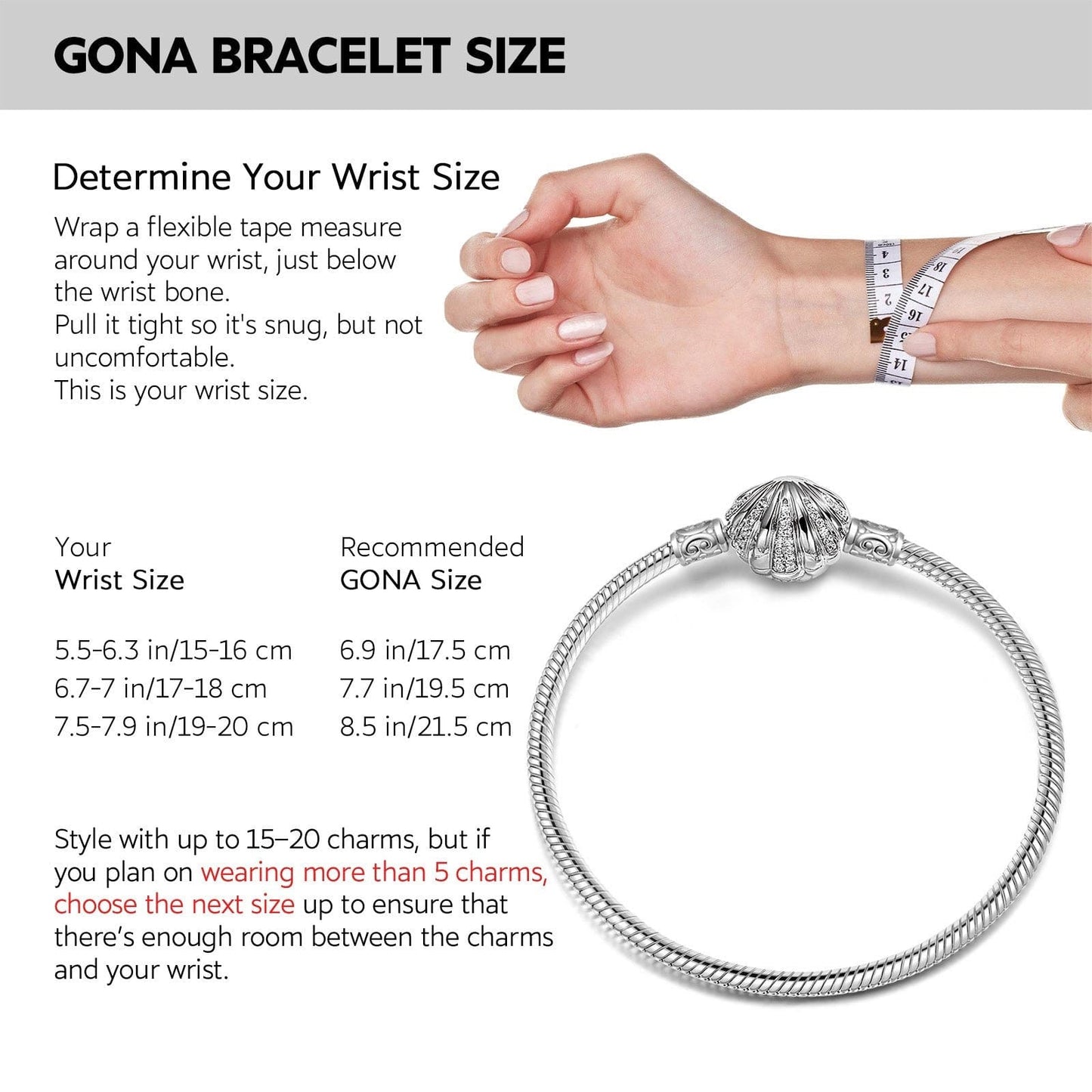 Sterling Silver Classic Seashell Snake Chain Bracelet In White Gold Plated