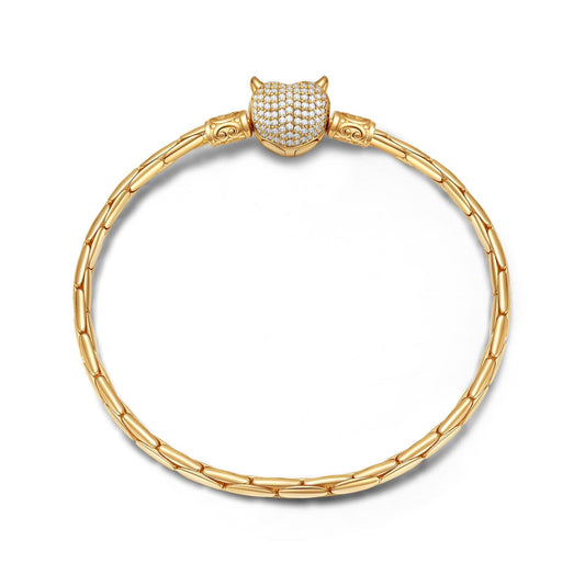 gona- Sterling Silver Devil Bamboo Chain Bracelet In 14K Gold Plated