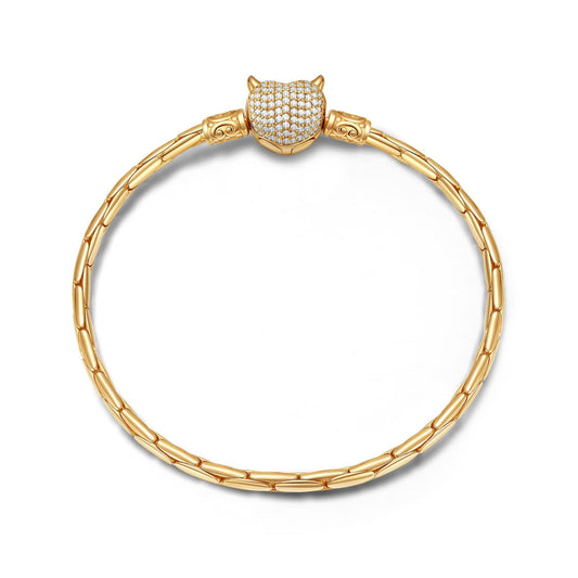 gon- Sterling Silver Devil Bamboo Chain Bracelet In 14K Gold Plated