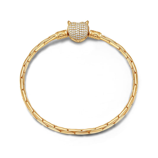 gon- Sterling Silver Devil Bamboo Chain Bracelet In 14K Gold Plated